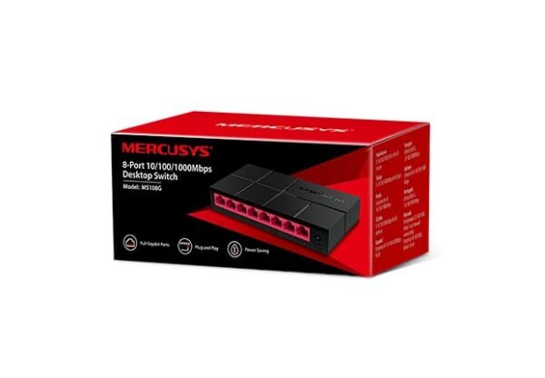 Hub Switch Mercusys MS108G de 8 Puertos 10/100/1000 Mbps