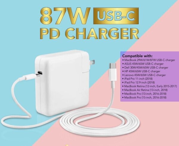 Cargador para Macbook Pro hasta 87W Tipo C